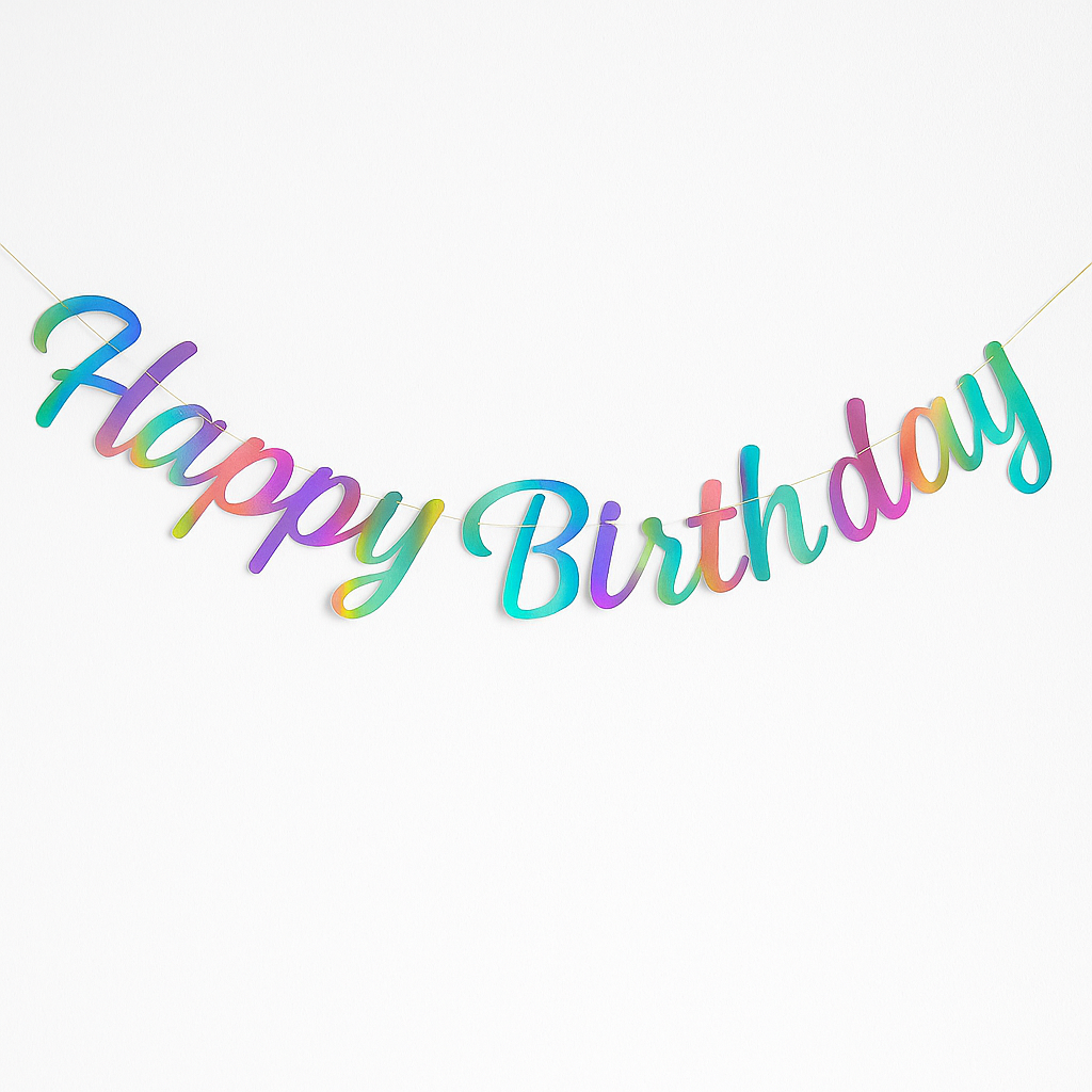 Happy Birthday Banner (Metallic Chrome)