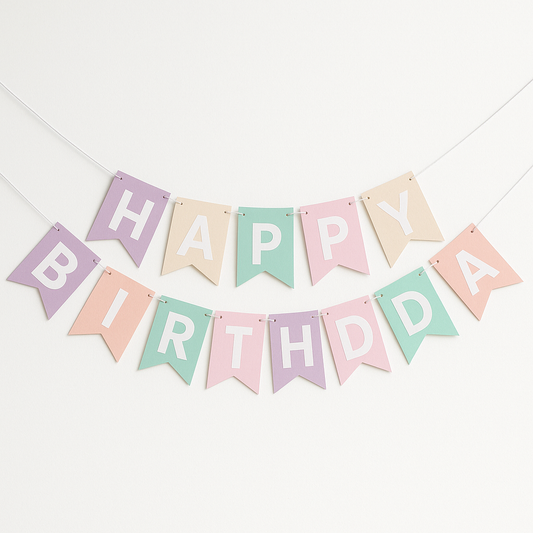Happy Birthday Card Banner (Macaron)