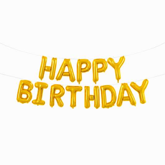 Happy Birthday Foil Balloons (Gold)