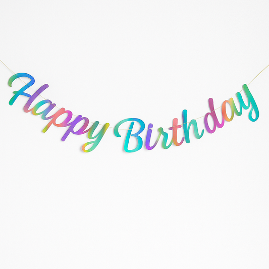 Happy Birthday Banner (Metallic Chrome)