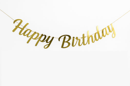 Happy Birthday Banner (Metallic Gold)