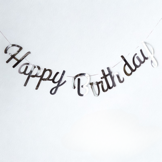 Happy Birthday Banner (Metallic Silver)